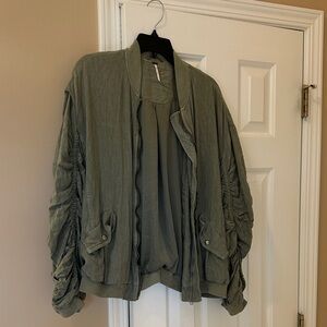Free People Olive Bomber Jacket